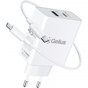 Мережевий зарядний пристрій Gelius X-Duo PRO 45W GP-HC053 White+Cable Type-C/Type-C (92355)