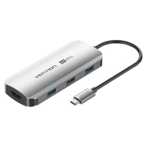 Хаб USB Vention USB3.1 Type-C HDMI 4K60Hz/USB 3.0x3/PD 100W (TQDHB)
