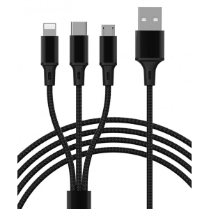 Кабель синхронізації даних Proda Azeada Cavalry PD-B92th Lightning,Type-C,Micro USB 2,4А Black (PD-B92th-BK)