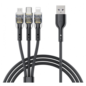 Кабель синхронізації даних Proda PD-B94th Lightning,Type-C,Micro USB 2,4-3А Black (PD-B94th-BK)