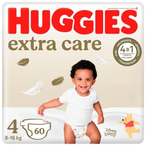 Одноразові підгузки Huggies Extra Care Розмір 4 (8-16 кг), 60 шт. (5029053578118)