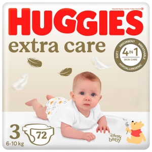 Одноразові підгузки Huggies Extra Care Розмір 3 (6-10 кг), 72шт. (5029053578095)