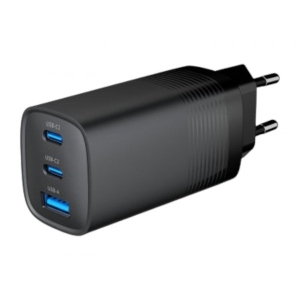 Мережевий зарядний пристрій Gembird USB-A+2 Type-C PD18W + QC3.0 27W (TA-UC-PDQC65-01-BK)