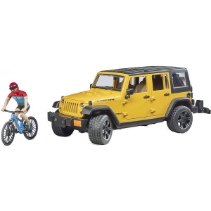 Автотранспорт BRUDER Джип Jeep Rubicon з фігуркою велосипедиста на гірському байці (39866)