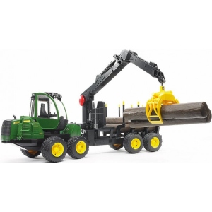 Наземна будівельна техніка BRUDER Трактор з системою захоплення John Deere з причепом та колодами (39864)
