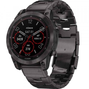 Смарт-годинник Garmin Fenix 7 Sapphire Solar Carbon Gray DLC Titanium with Titanium Band (+ black silicone band)