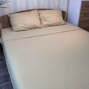 Простирадло євро GM Textile світло-коричневе поплін 200х220