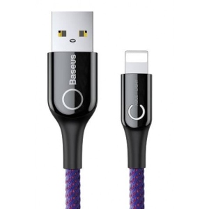 Кабель синхронізації даних Baseus C-shaped Light Intelligent Power-off Cable 2.4A 1 m Purple (CALCD-05)