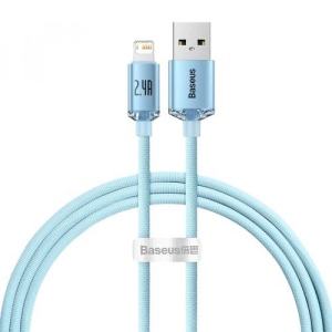 Кабель синхронізації даних Baseus Crystal Shine Series Fast Charging Data Cable USB to iP 2.4A 1.2m Sky Blue (CAJY001103)