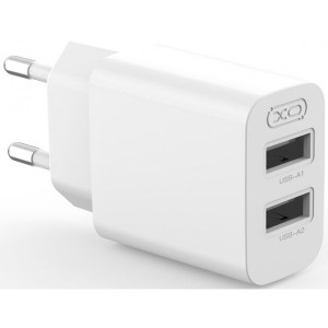 Мережевий зарядний пристрій XO L109 - 12W Dual port USB-A (L109_White)