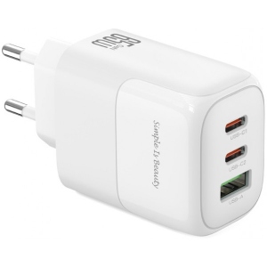 Мережевий зарядний пристрій XO L139 - 65W PD Dual USB-C & 18W QC USB-A (L139_White)