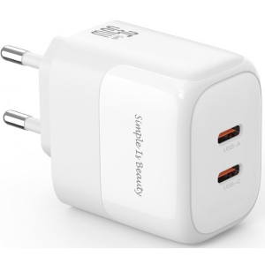Мережевий зарядний пристрій XO L140 - 35W PD Dual port USB-C (L140_White)