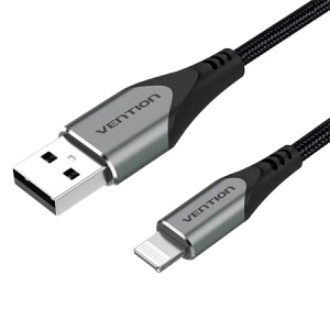Кабель синхронізації даних Vention USB - Lightning 2.4A 1 m Grey (LABHF)
