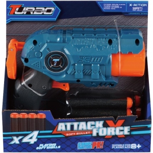 Бластер багатозарядний Turbo з барабаном та м'якими набоями 4 шт. (ВТ301)