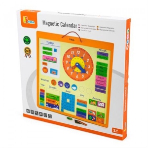 Бізіборд-дошка Viga Toys календар із годинником англійською мовою (50377)