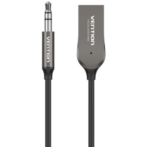 FM модулятор Vention AUX TRS 3.5мм USB Bluetooth 5.0 Coiled Cable 1.5M Gray Zinc Alloy (NAGHG)