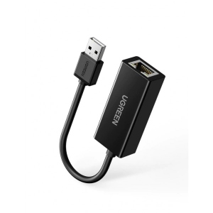 Перехідник USB- RJ-45  UGREEN CR110 USB 2.0-Ethernet RJ45 10/100 Mb Black (20254)