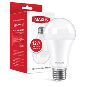 Лампочка світлодіодна Maxus A60 12W 3000K 220V E27 (1-LED-777)