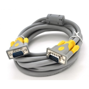 Кабель VGA Merlion VGA-VGA 5m Gray-Yellow (YT-VGA(M)/(M)3+6GR-5m/09054)