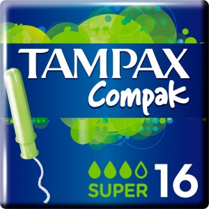 асортимент Тампони гігієнічні Tampax Compak Super з аплікатором 16 шт. (4015400219712)