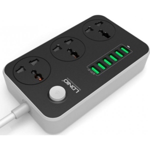 Мережевий фільтр Ldnio 3 р 6 USB, 2 m Black/Grey (SC3604/19045)