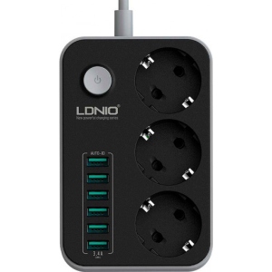 Мережевий фільтр Ldnio 3 р 6 USB, 2 m Black/Grey (SE3631/19044)
