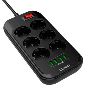 Мережевий фільтр Ldnio 6 р 4 USB, 2 m Black (SE6403/19042)