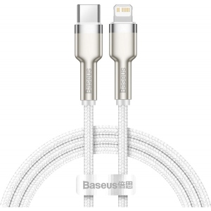 Кабель синхронізації даних Baseus Cafule Metal USB-C-Lightning 2m White (CATLJK-B02)