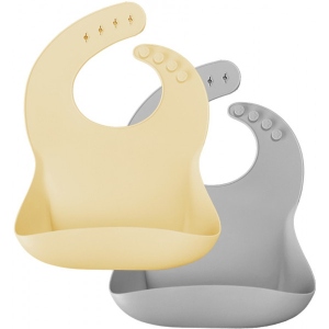 Нагрудник силіконовий MinikOiOi Basics - Mellow Yellow/Powder Grey 2 шт. (101020065)