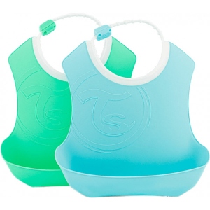 Нагрудник пластиковий Twistshake Pastel Blue/Green 4+ міс 2 шт. (78220)