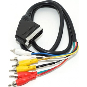 Кабель Scart - RCA Merlion Scart-6RCA, 1.5m Black (TT-SCART (M)-6RCA (M)-1.5)