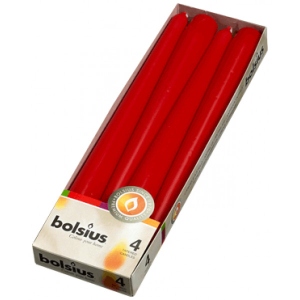 Свічка конусна Bolsius Червона 245/24, 4шт