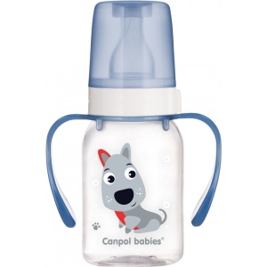 Пляшка для годування Canpol babies колекція HAPPY ANIMALS з малюнком і ручкою (BPA 0%), 120 мл. (11/823)