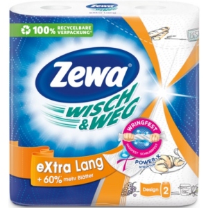 Рушники паперові Zewa Wisch&Weg Extra Lang Original, 2 слоя, 2 рулона 72 листка (25х24см) (7322540973112) в інтернет-магазині
