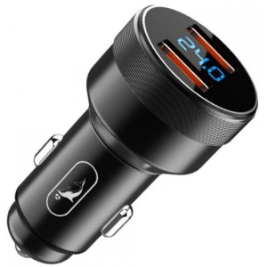 Автомобільний зарядний пристрій SkyDolphin SZ05 Aluminium Double QC3.0 (2USB, 3.1A) Black (AZP-000084)