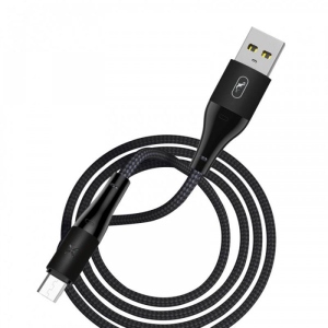 Кабель синхронізації даних SkyDolphin S49T LED Aluminium Alloy USB - Type-C 1 м Black (USB-000569)