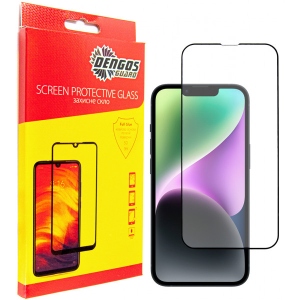 Захисне скло для смартфону DENGOS for Apple iPhone 14 Black Full Glue (TGFG-230)