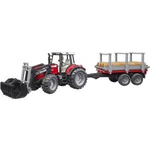 Наземна будівельна техніка BRUDER Трактор Massey Ferguson з причіпом (40738)