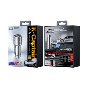 Автомобільний зарядний пристрій WK WP-C32 2USB+кабель Lightning Dark Grey (6941027620090)