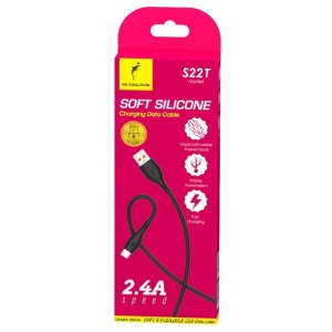 Кабель синхронізації даних SkyDolphin S22T Soft Silicone USB-USB Type-C 1m Black (USB-000604)