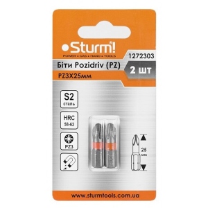 Біта для викрутки Sturm 1272303 S2 PZ3x25 mm 2шт.