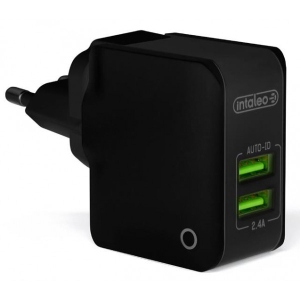 Мережевий зарядний пристрій Intaleo TCA242 (2USB, 2.4A) Black (1283126491733)