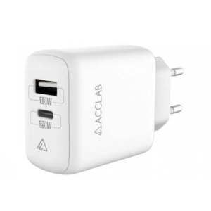 Мережевий зарядний пристрій ACCLAB AL-TC220 1xUSB, 1xType-C White (1283126556494)