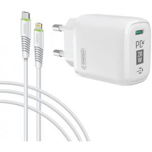 Мережевий зарядний пристрій Intaleo TCGQPD120T (1USBx3A) White + кабель USB Type С (1283126509988) інтернет-магазин