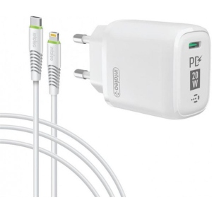 Мережевий зарядний пристрій Intaleo TCGQPD120L (1USBx3A) White + кабель Lightning (1283126510007)