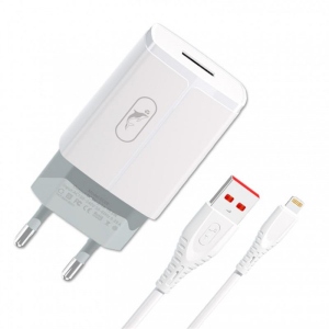 Мережевий зарядний пристрій SkyDolphin SC06L (1USBx2.4A) White (MZP-000178) + кабель Lightning