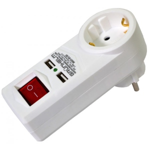 Перехідник 220В Grunhelm RKU1-01/01+2 USB White
