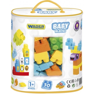 Пластиковий конструктор для малюків Wader "Baby blocks" Мої перші кубики 30 шт. в сумці (41400)