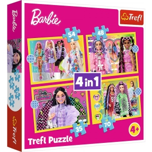 Пазли картонні (3-4 роки) Trefl "Веселий світ Барбі"  (4в1) (34626)
