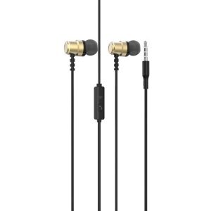 Навушники вкладиші дротові SkyDolphin SR28 Metal with mic Golden (HF-000472) в Україні